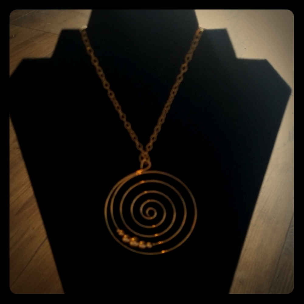 Long necklace gold tone with matching earrings